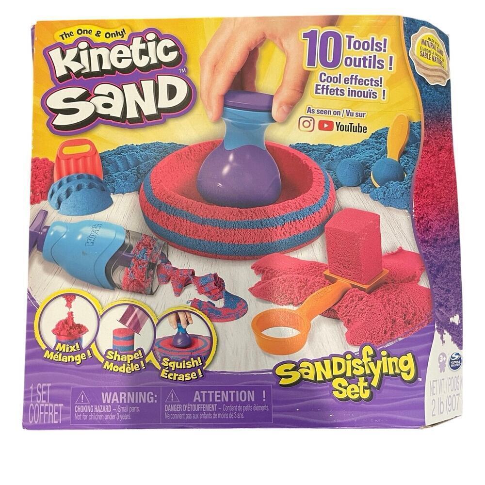 KINETIC SAND SANDISFYING SET WITH 2 POUNDS OF SAND & 10 TOOLS PLAY SAND‎ SENSORY